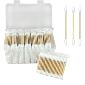 1000 Count Cotton Swabs for Ears, Pointed Double Tips Cotton Buds, Organic Bamboo Cotton Swabs Suitable for Makeup, Ear Cleaning, Personal Care