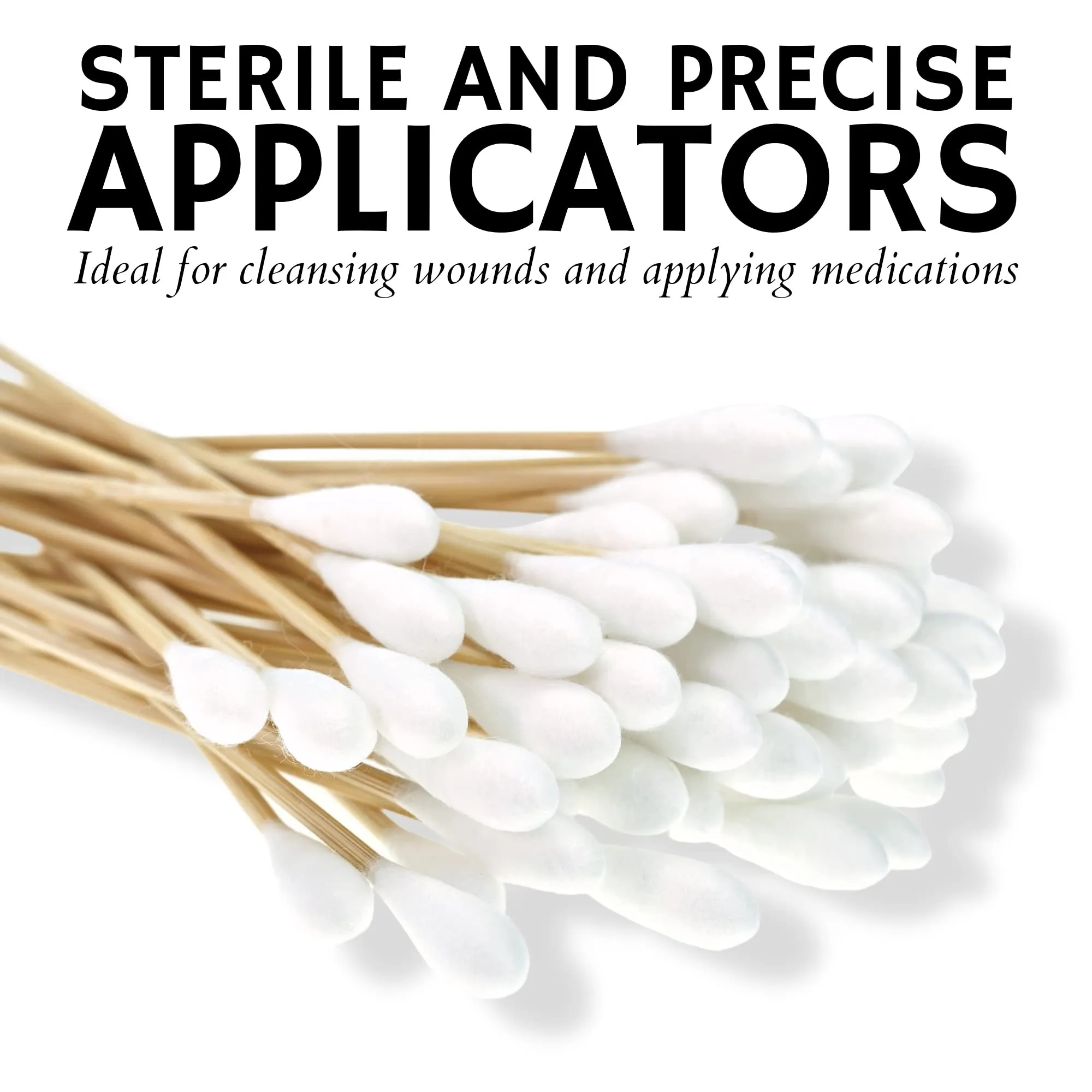 200 Sterile Cotton Tipped Applicators 6 - Long 6 inch Wooden Medical Cotton Tip Applicator Swabsticks with Shaft and Soft Swabs for Location Application, Cleaning, Crafts and More