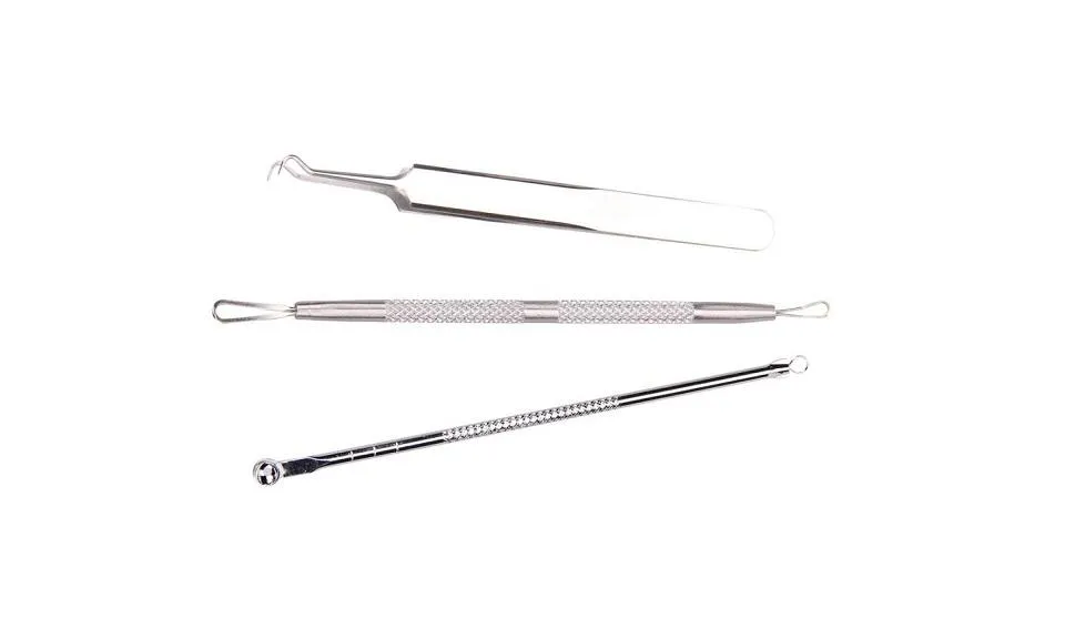 3Pcs Stainless Acne Spot Black Head Pimple Remover Extractor Tool