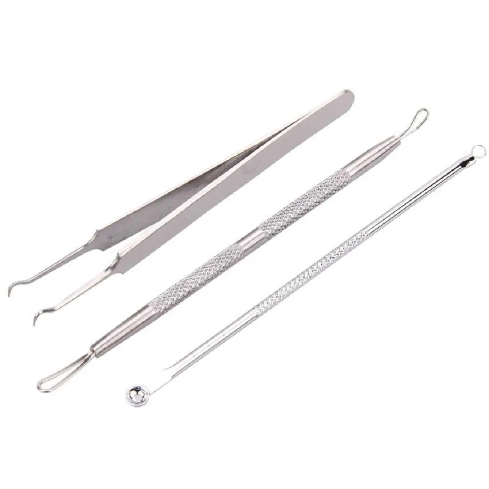 3Pcs Stainless Acne Spot Black Head Pimple Remover Extractor Tool