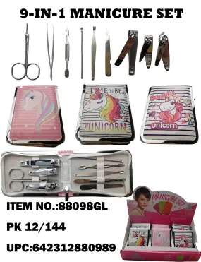 7PCS MANICURE SET IN UNICORN PRINT PURSE