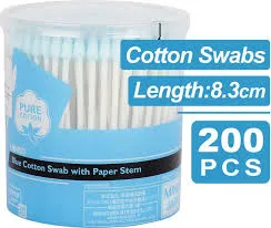 Blue Cotton Swab with Paper Stem (200 Pcs)