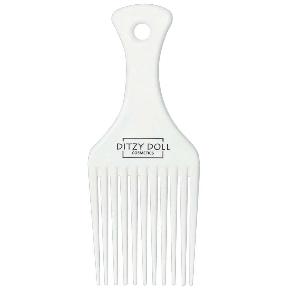 Ditzy Doll White Afro Comb - Wide-Toothed Comb for Detangling and Styling Afro Hair