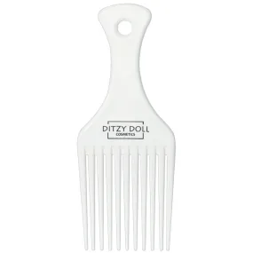 Ditzy Doll White Afro Comb - Wide-Toothed Comb for Detangling and Styling Afro Hair