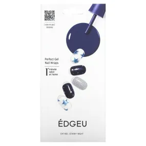 Edgeu Gel Nail Strips Perfect ENT402 Starry Night, Set of 16 Strips