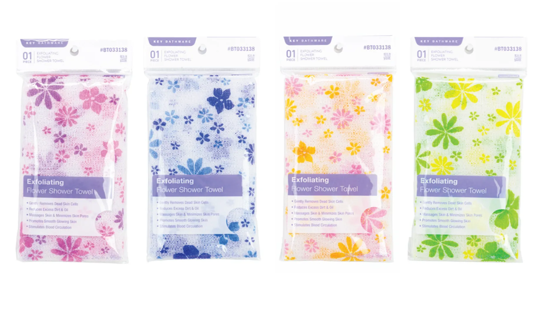 Floral Pattern Exfoliating Shower Towel (BT033138)