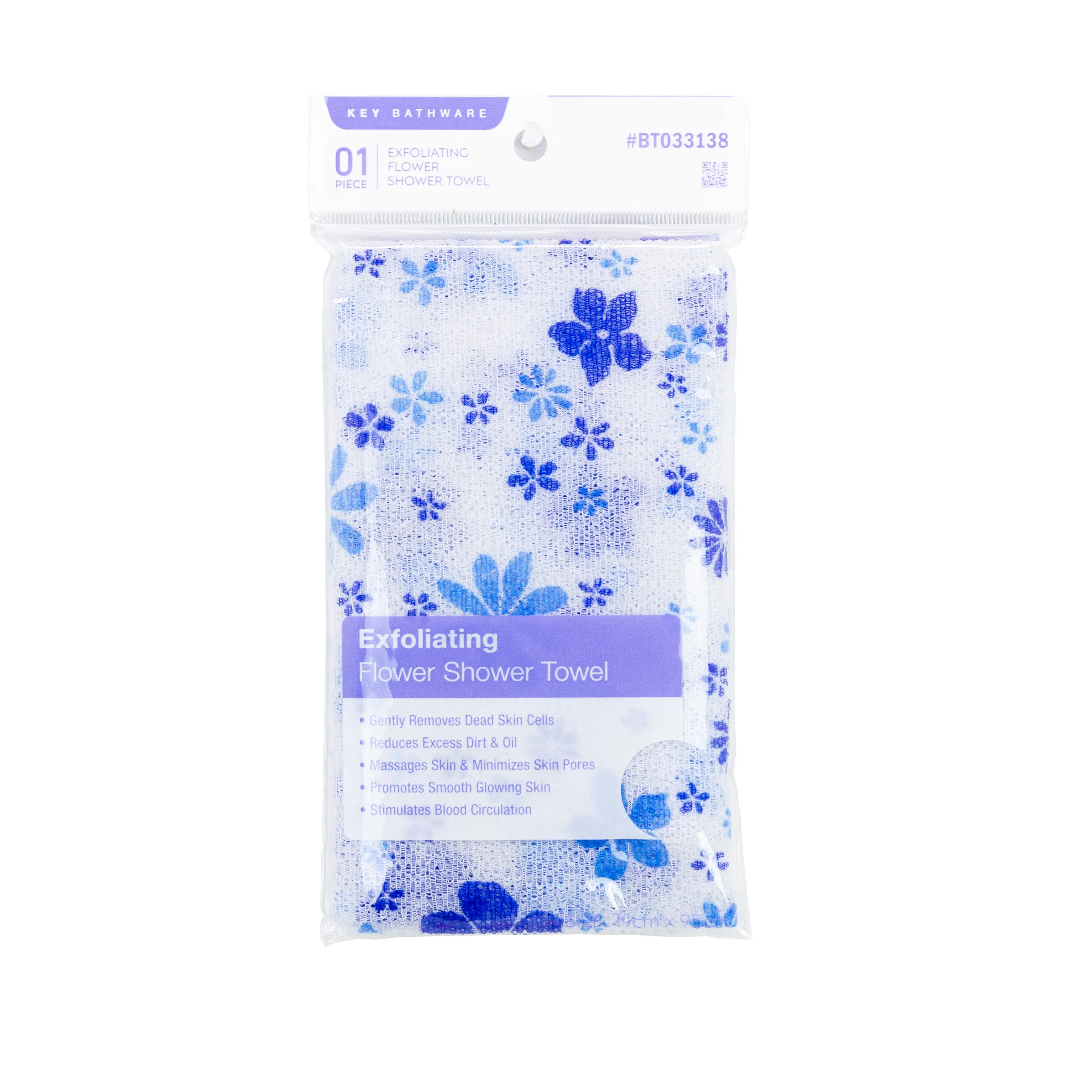 Floral Pattern Exfoliating Shower Towel (BT033138)