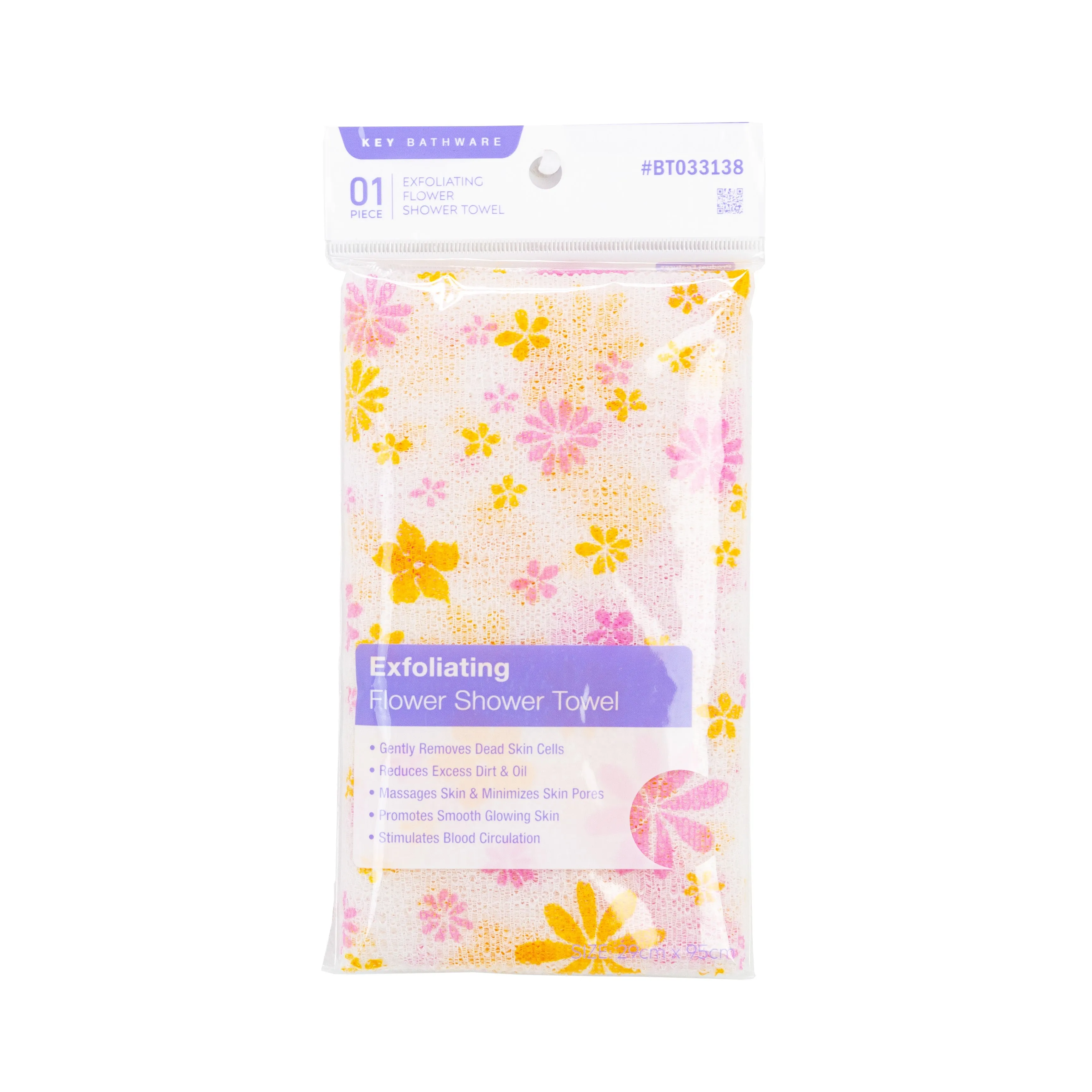 Floral Pattern Exfoliating Shower Towel (BT033138)