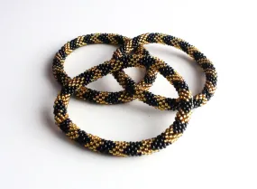 Gold and Black Beads Roll On Bracelet