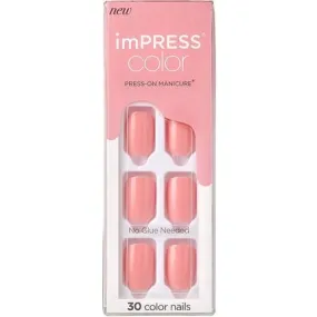 Impress Color Pretty Pink Gel Nail Set with Purefit Technology - Includes Prep Pad Mini Cuticle File and 30 Press-On Nails Kiss