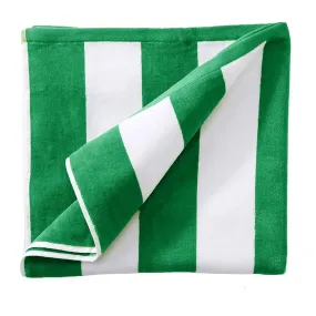 Oversized 100% Cotton Striped Pool Towel - Green