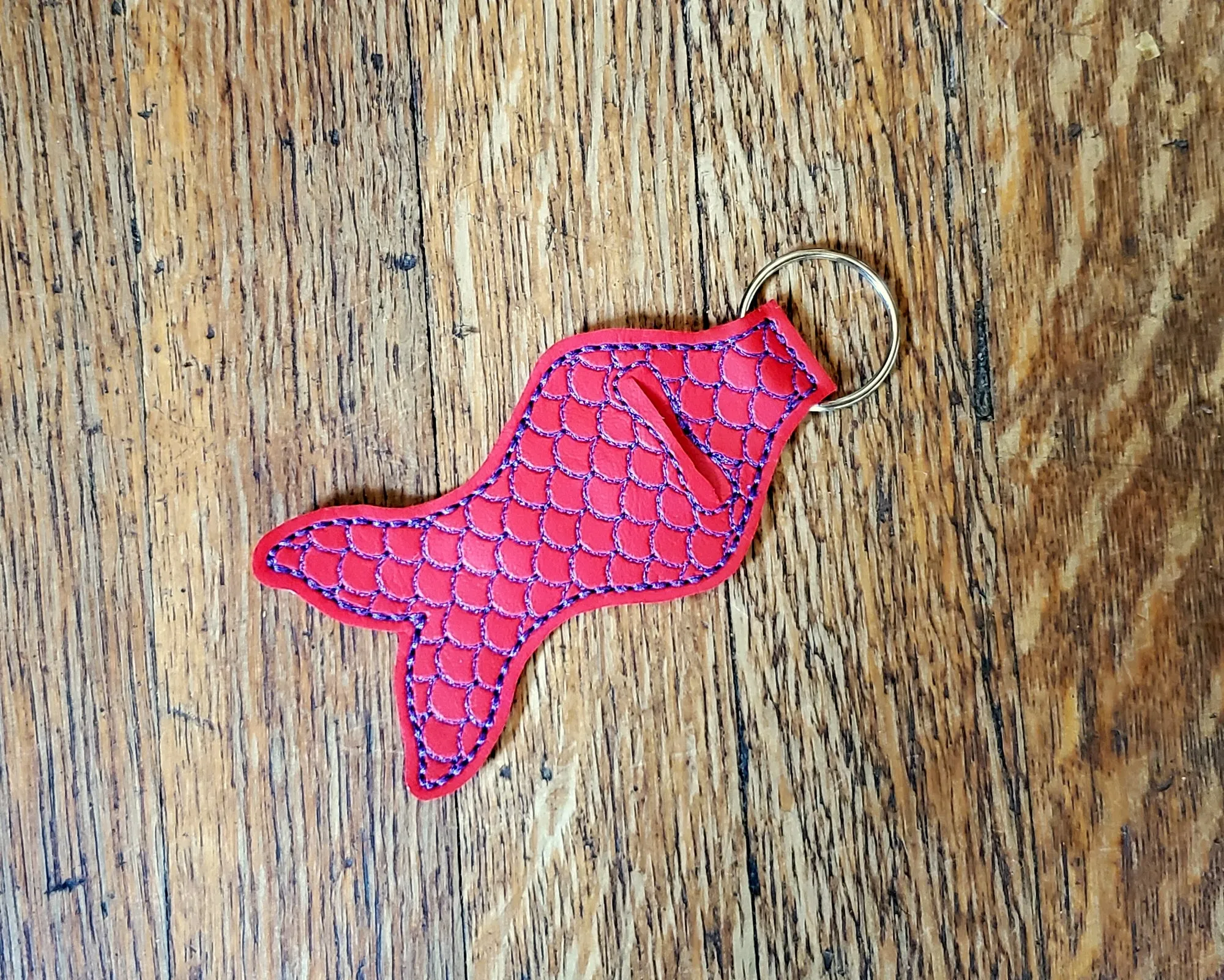 Red Mermaid Lip Balm Holder Keychain