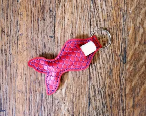 Red Mermaid Lip Balm Holder Keychain