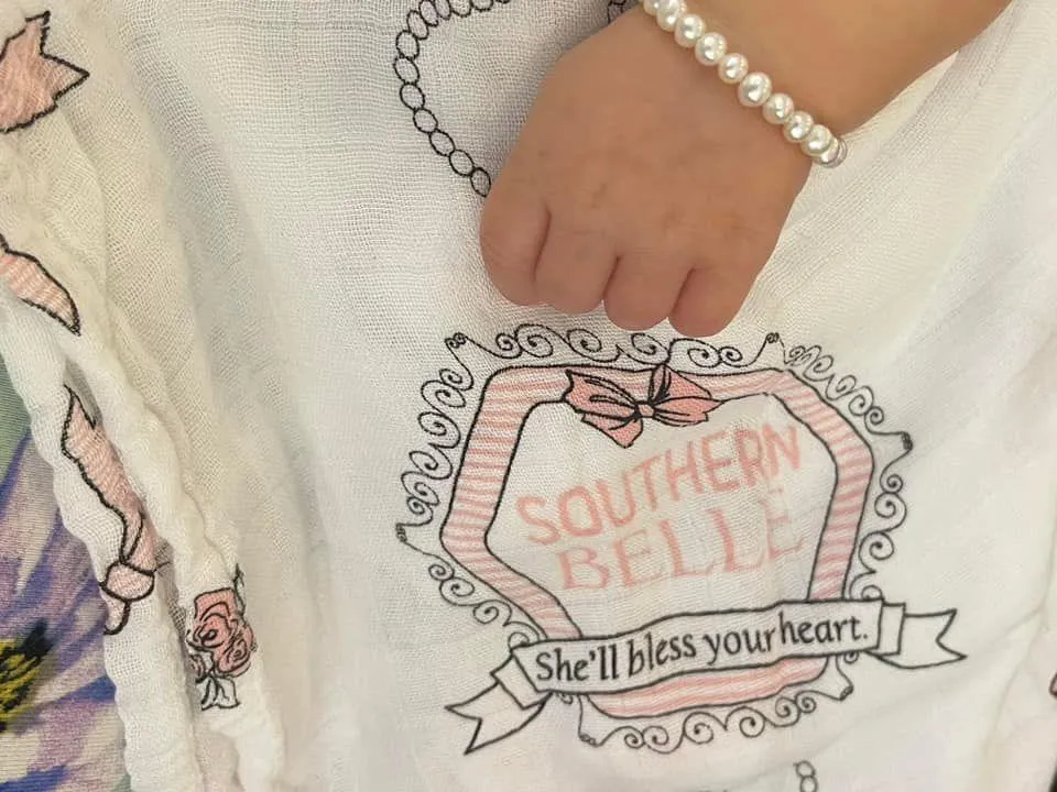 Southern Belle Baby Muslin Swaddle Receiving Blanket