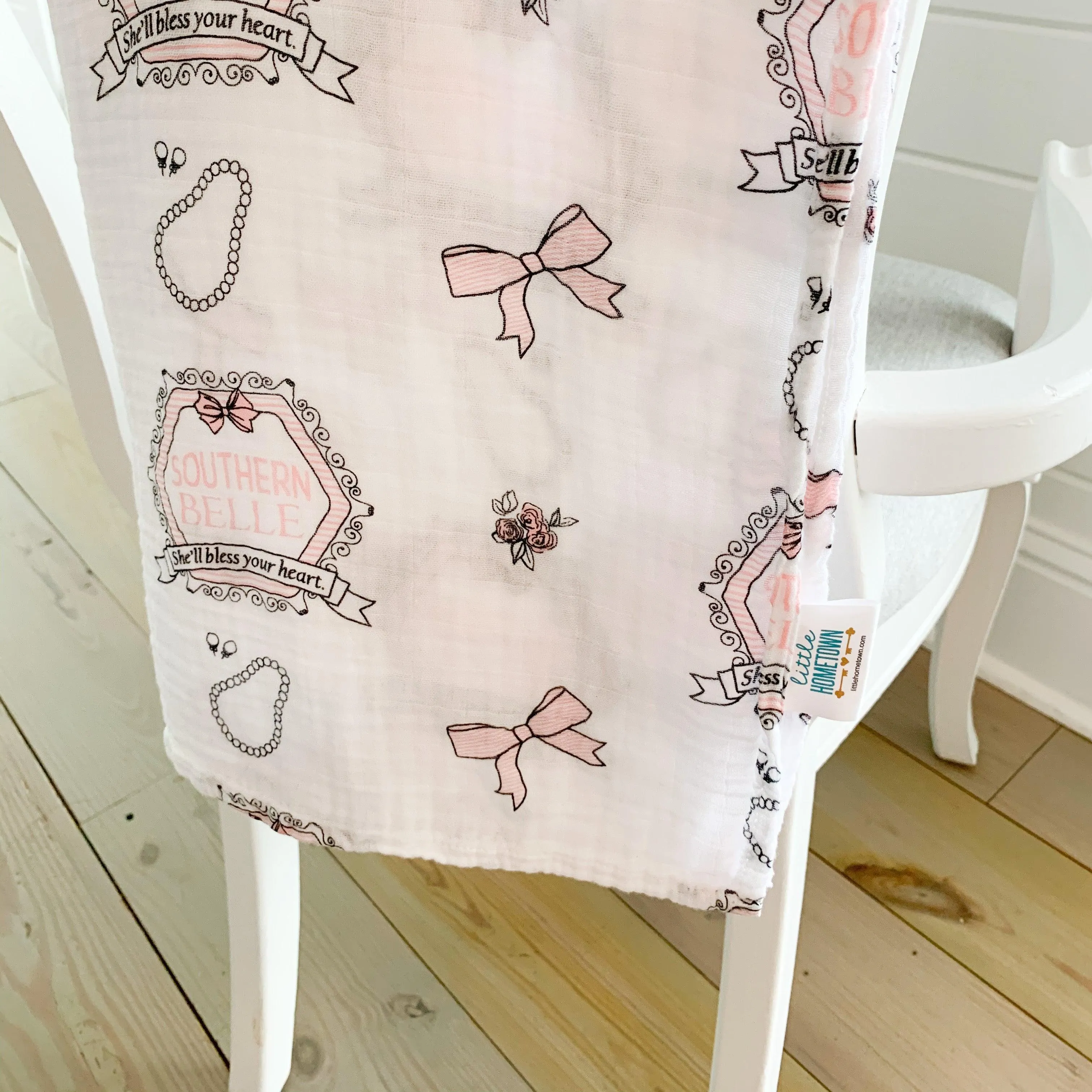 Southern Belle Baby Muslin Swaddle Receiving Blanket