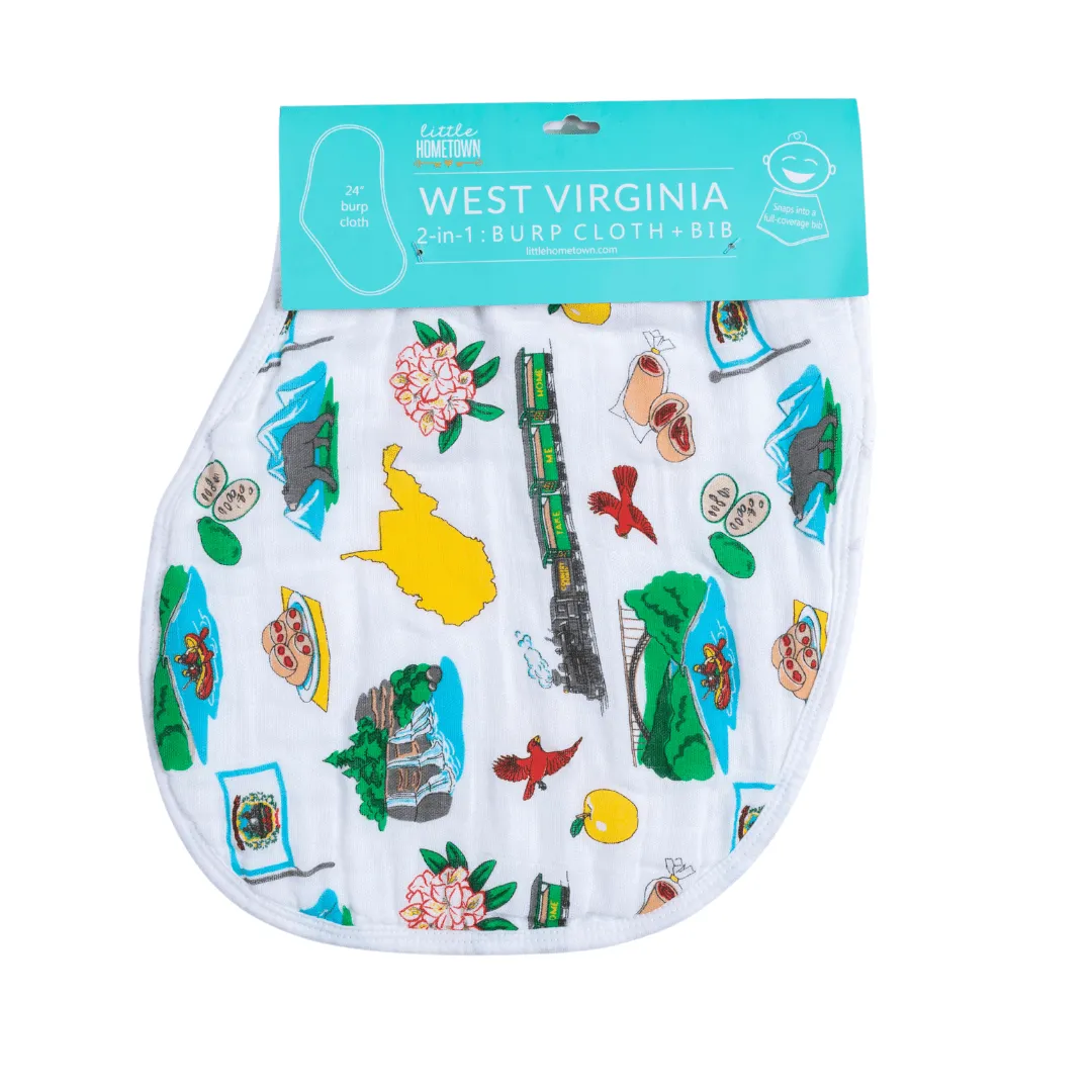 West Virginia Baby Giftset:  Baby Swaddle Blanket and Burp/Bib Combo