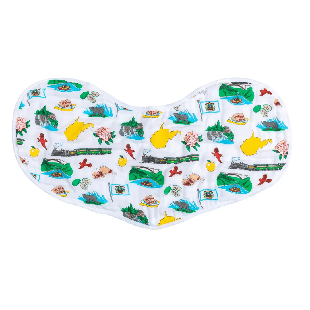 West Virginia Baby Giftset:  Baby Swaddle Blanket and Burp/Bib Combo