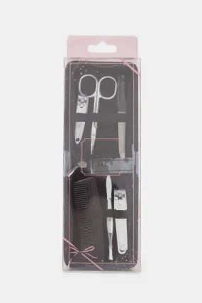 Women Silver Plain Manicure Set (6 Piece)